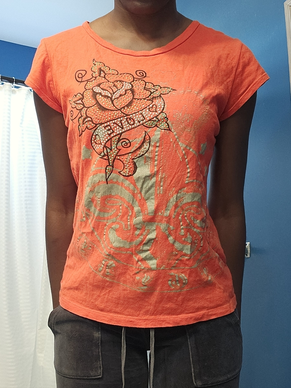 Ed Hardy Inspired Rhinestone T Shirt